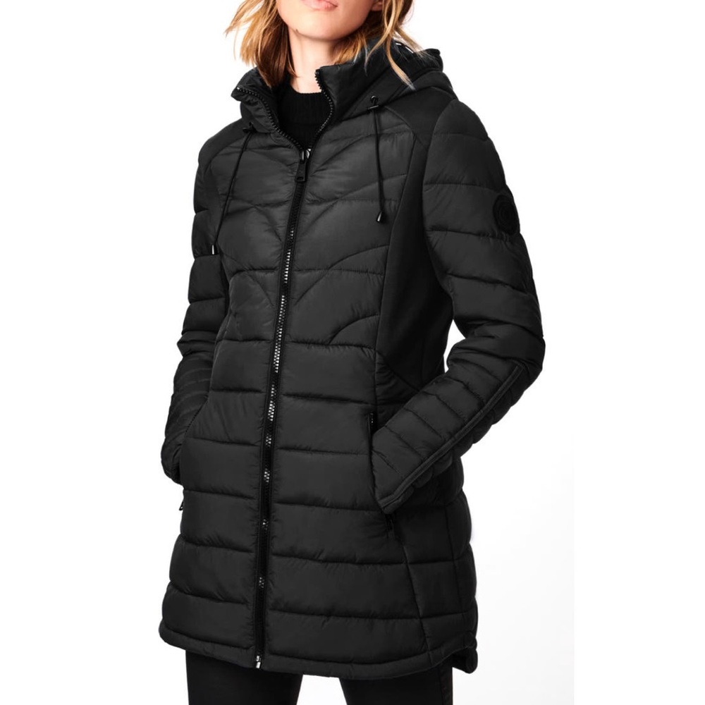 # Bernardo Black Packable EcoPlume ™ Hooded Walker Coat - New With Tag - Reemoly